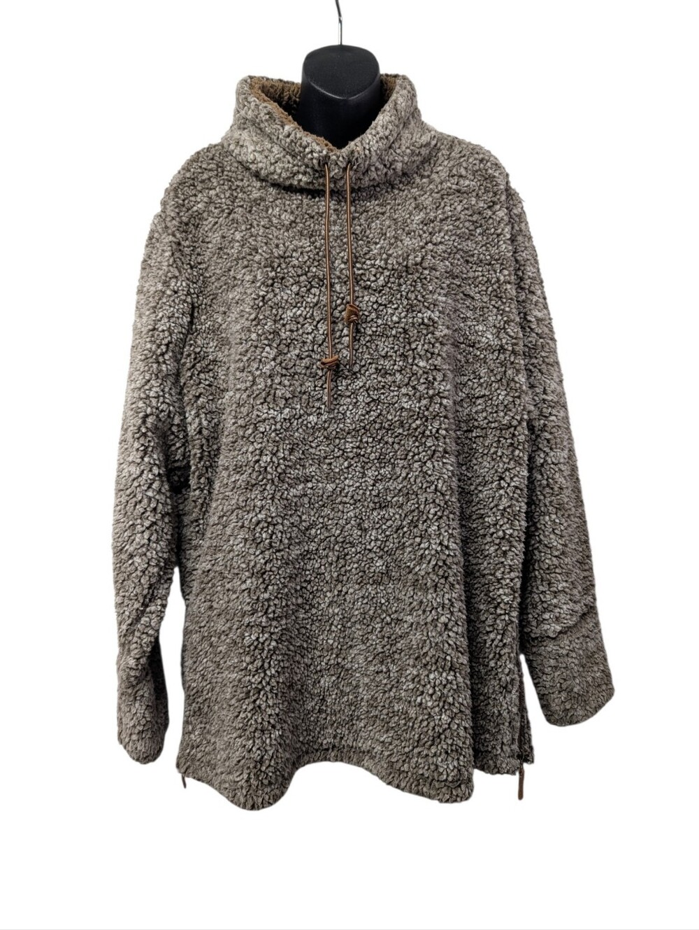 Marleylilly Gray Sherpa Fleece Cowl Neck Pullover Sweatshirt Women’s Plus Sz 3XL